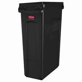 Executive Series™ Slim Jim® 1-Stream Trash Can 11X22X30 IN 23 GAL 92 QT Black Rectangle Resin Venting Channels 1/Each