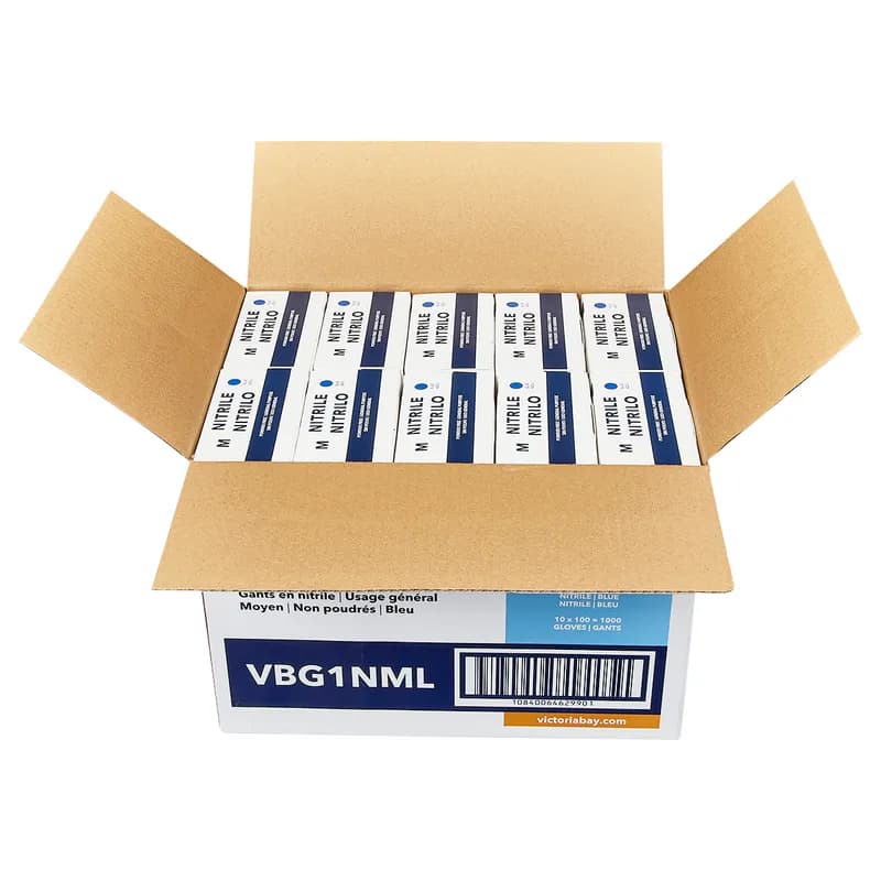Victoria Bay General Purpose Gloves Medium (MED) Blue Nitrile Disposable Powder-Free 100 Count/Box 10 Box/Case