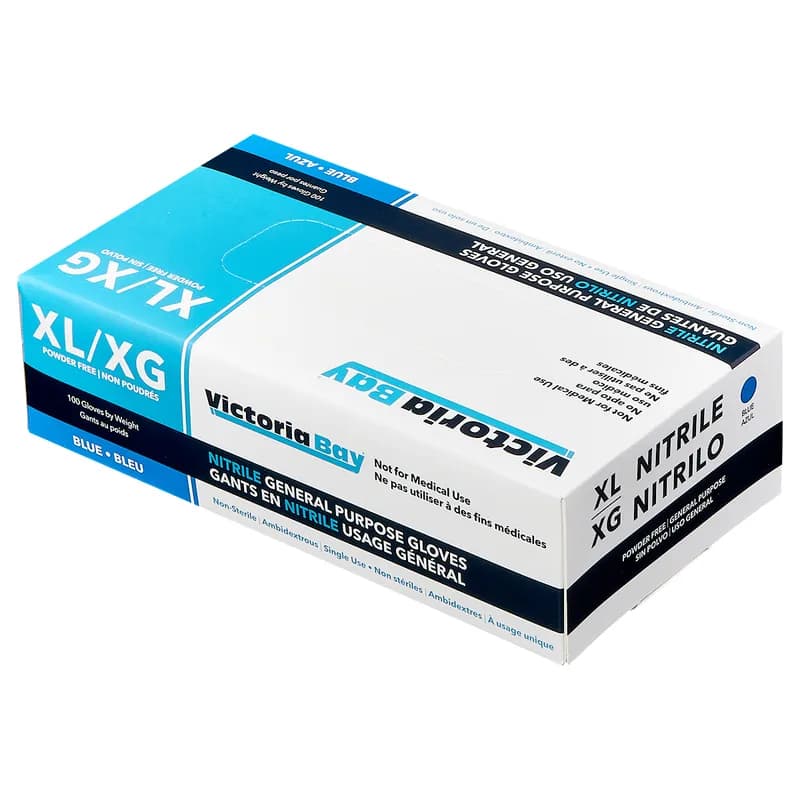 Victoria Bay Food Service Gloves XL Blue Nitrile Disposable Powder-Free 100 Count/Box 10 Box/Case 1000 Count/Case