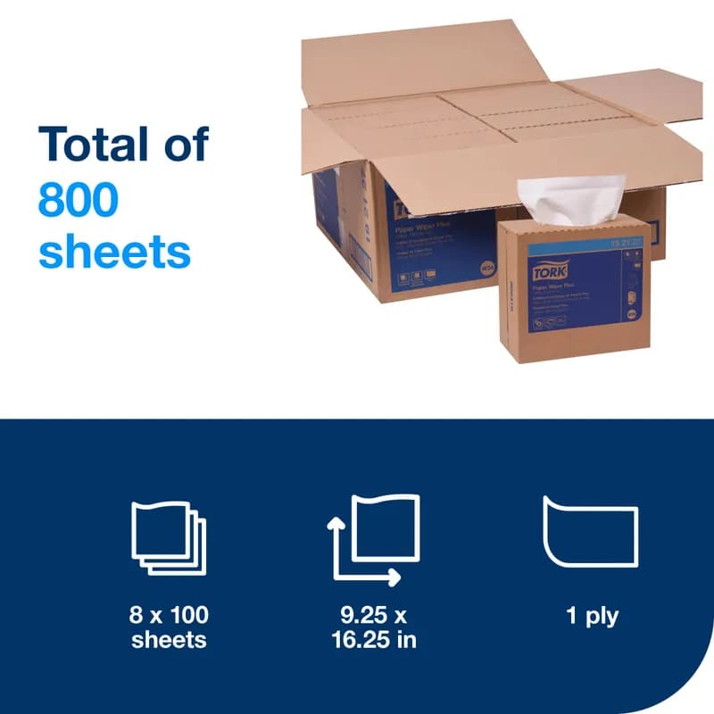 Tork Advance Wipe 16.25X9.25 IN Folded: 4.1X9.25 IN Multifold M Pop-Up Box Refill Plus 100 Count/Pack