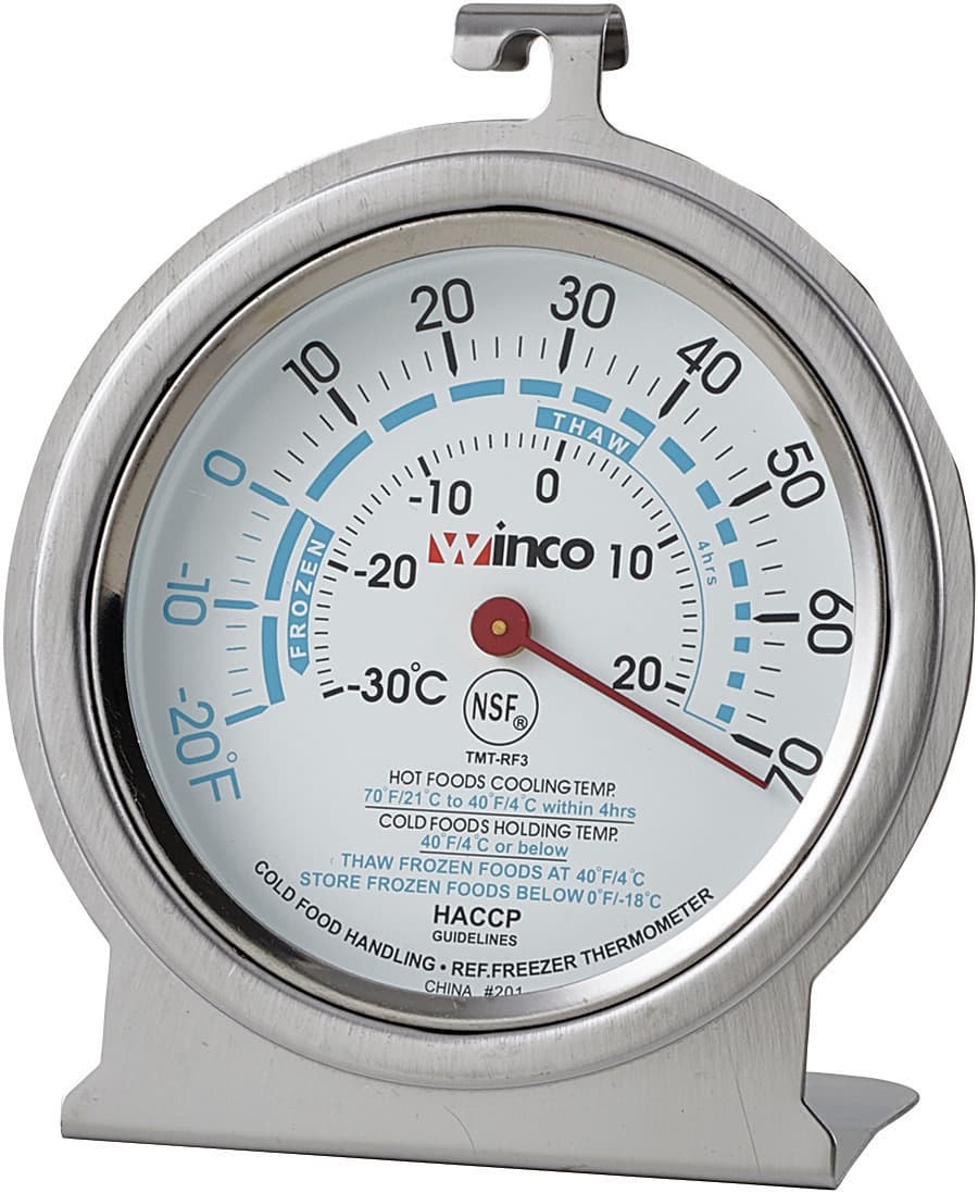 Refrigerator Freezer Thermometer Stainless Steel 3IN Display 1/Each