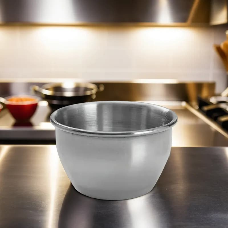 Sauce Dish 8 OZ Stainless Steel Silver Round Dishwasher Safe 1/Each
