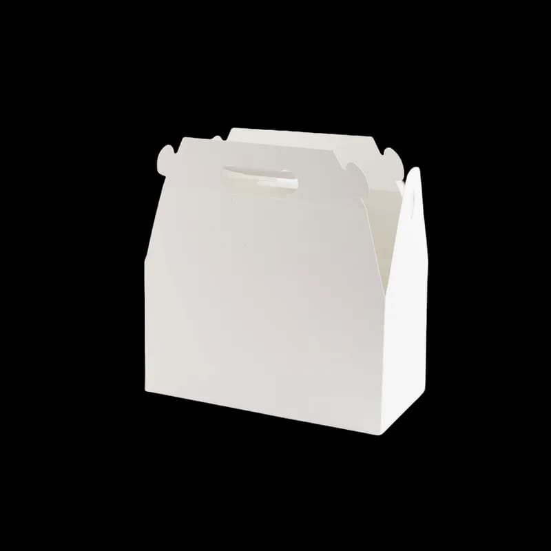 Lunch Take-Out Box Barn 9.5X5X5 IN Paper White Rectangle With Handle 125/Case