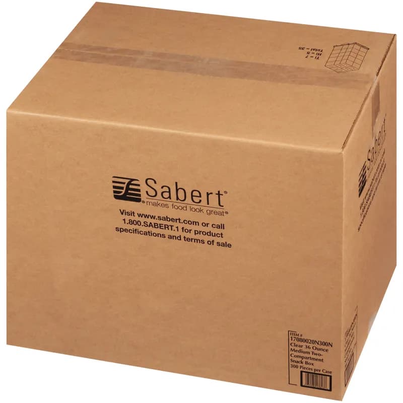 Snack Deli Container Base Medium (MED) 36 OZ 2 Compartment PET Clear Rectangle 300/Case