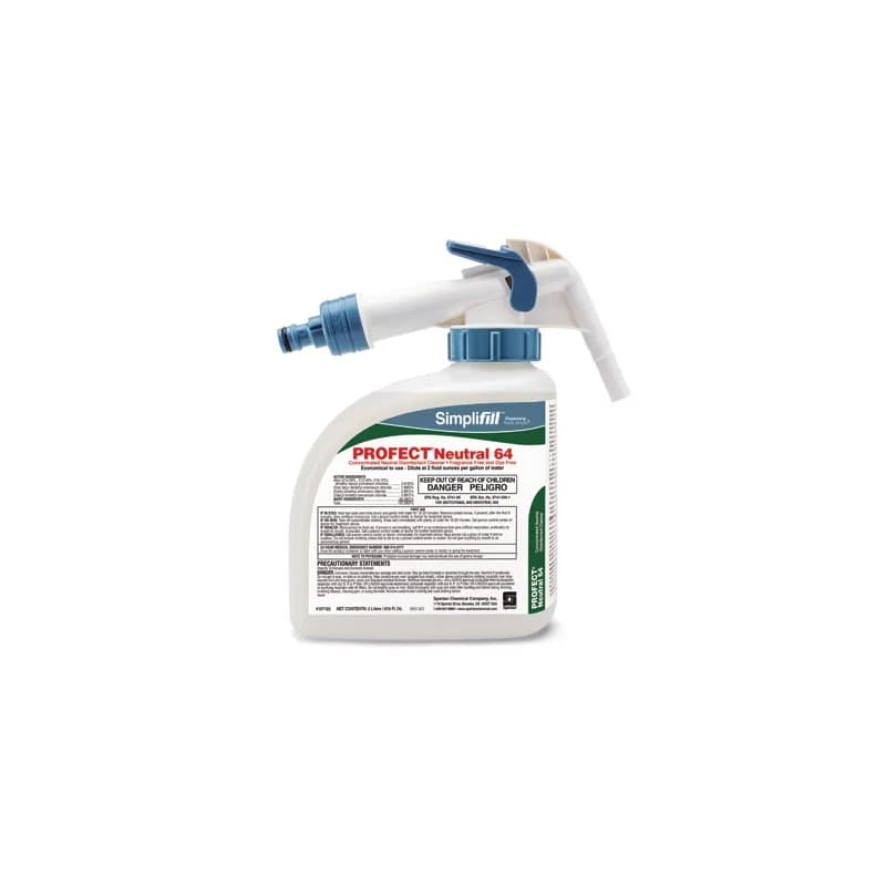 Profect® Simplifill™ Neutral 64 Fragrance Free Disinfectant Cleaner 2 L Hospital Grade Neutral Dye Free 2/Case
