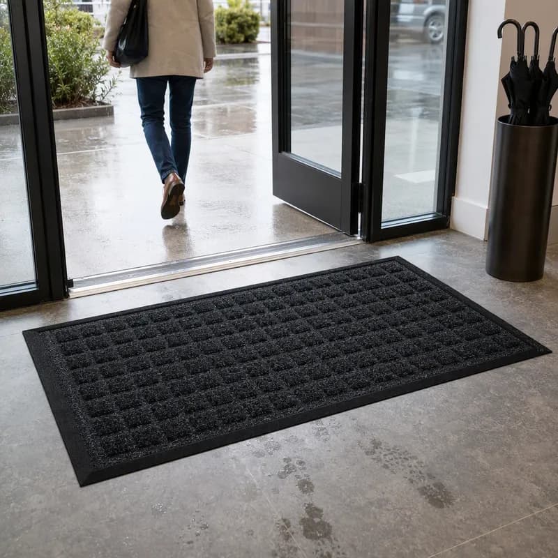 WaterHog® Scraper & Wiper Floor Mat 36IN X4FT Charcoal PET With SBR Rubber Backing Standard Edging Fashion Border 1/Each