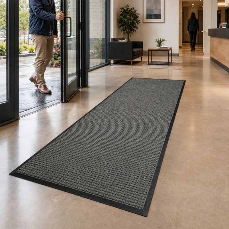 WaterHog® Scraper & Wiper Floor Mat 48IN X10FT Charcoal PET With SBR (Styrene-Butadiene Rubber) Backing 1/Each