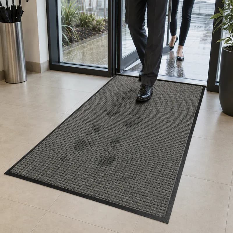 WaterHog® Scraper & Wiper Floor Mat 48IN X6FT Charcoal PET With SBR (Styrene-Butadiene Rubber) Backing 1/Each
