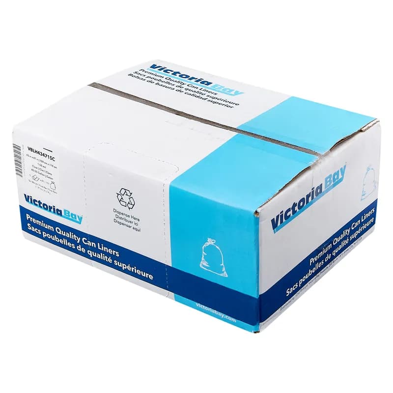 Victoria Bay Can Liner 43X47 IN 45-50 GAL Clear 1.5MIL 20 Count/Roll 5 Rolls/Case