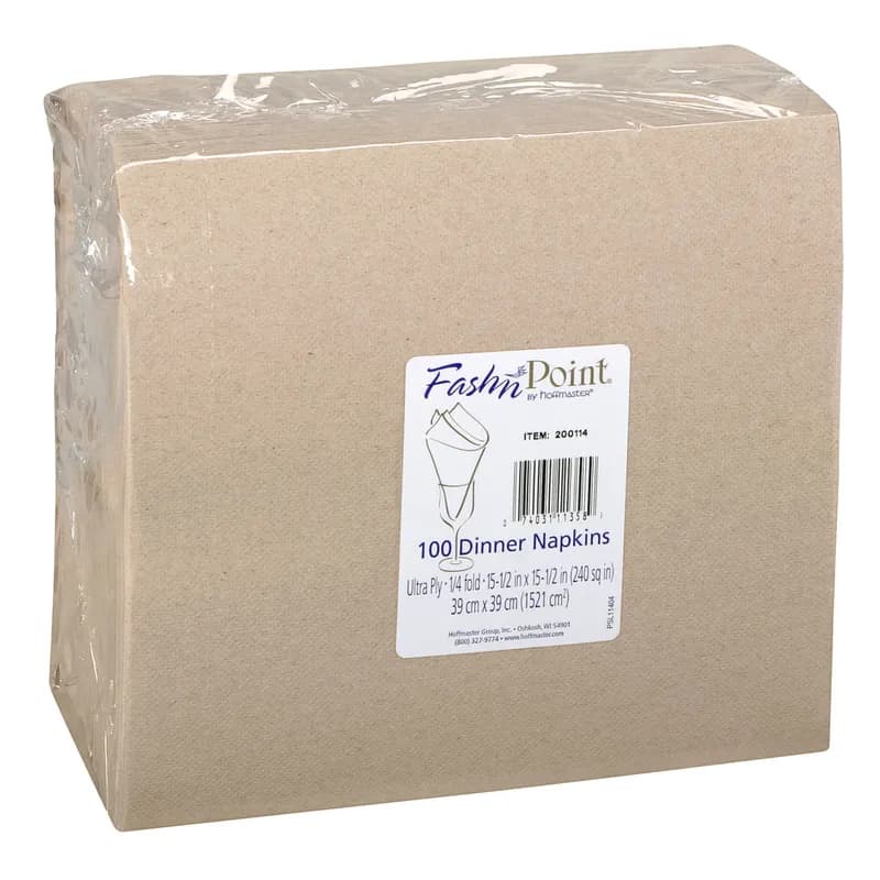 FashNpoint® Dinner Napkins 16X16 IN Kraft Paper UltraPLY 1/4 Fold 1200/Case