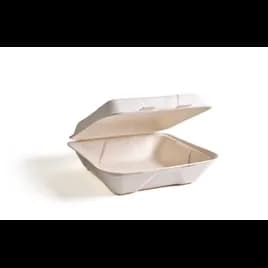 Take-Out Container Hinged 9X9X3 IN 3 Compartment Sugarcane Natural 300/Case