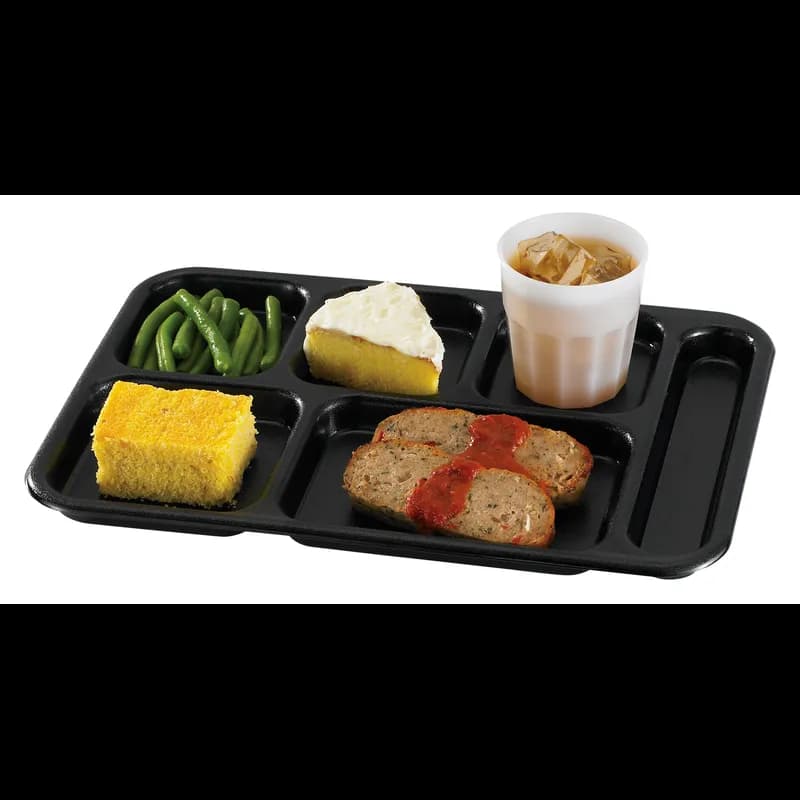 Camwear® Cafeteria Tray 10X14 IN 6 Compartment PC Black 24/Case
