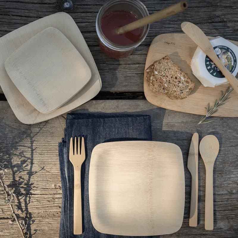 Plate 9 IN Bamboo Square 100/Box