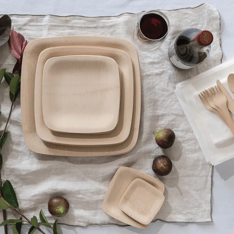 Plate 9 IN Bamboo Square 100/Box