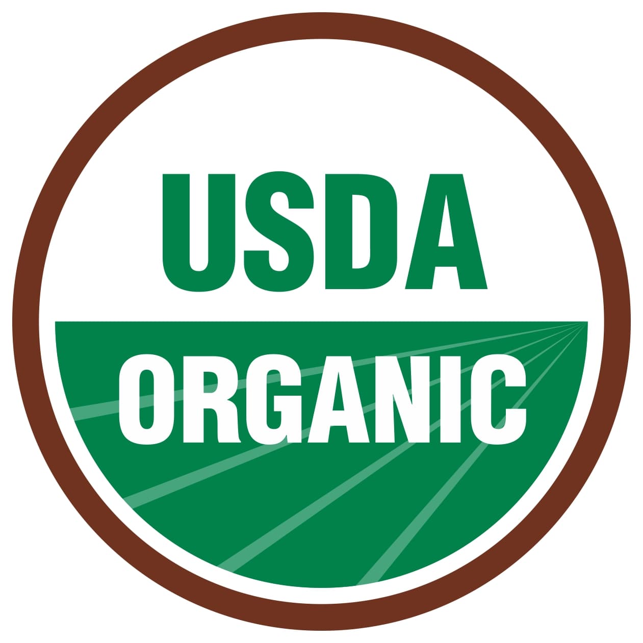 USDA Organic Produce Food Safety Label 1.5 IN Green Brown Circle 500 Count/Roll 30 Rolls/Case 15000 Count/Case