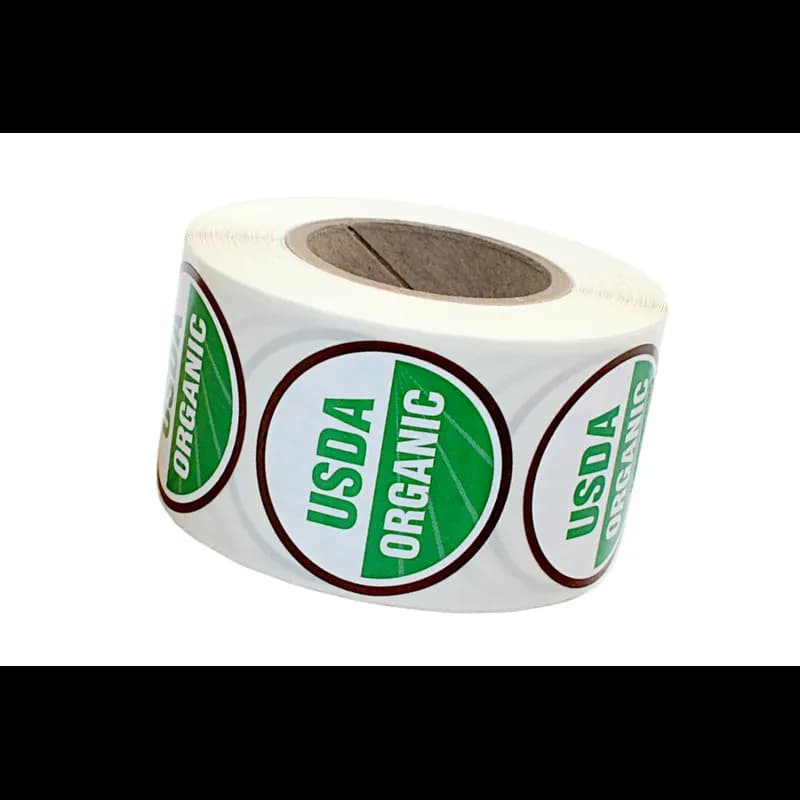 USDA Organic Produce Food Safety Label 1.5 IN Green Brown Circle 500 Count/Roll 30 Rolls/Case 15000 Count/Case