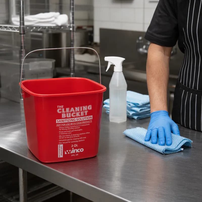 Utility Bucket & Pail 3 QT Plastic Red Sanitizer 1/Each