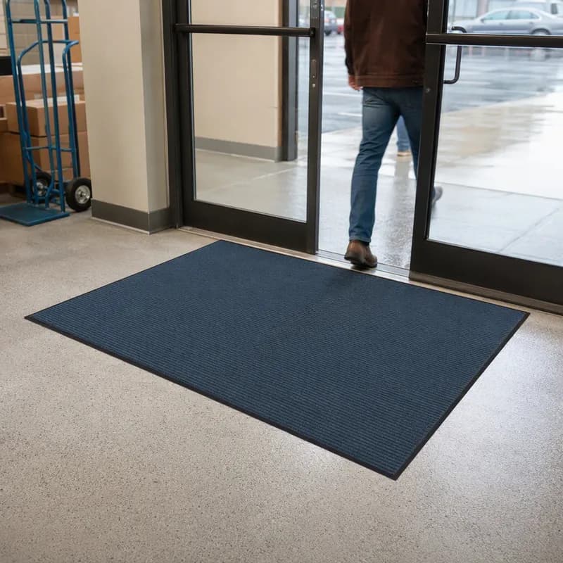 Apache Rib™ Floor Mat 48X72 IN Blue With Vinyl Backing 1/Each
