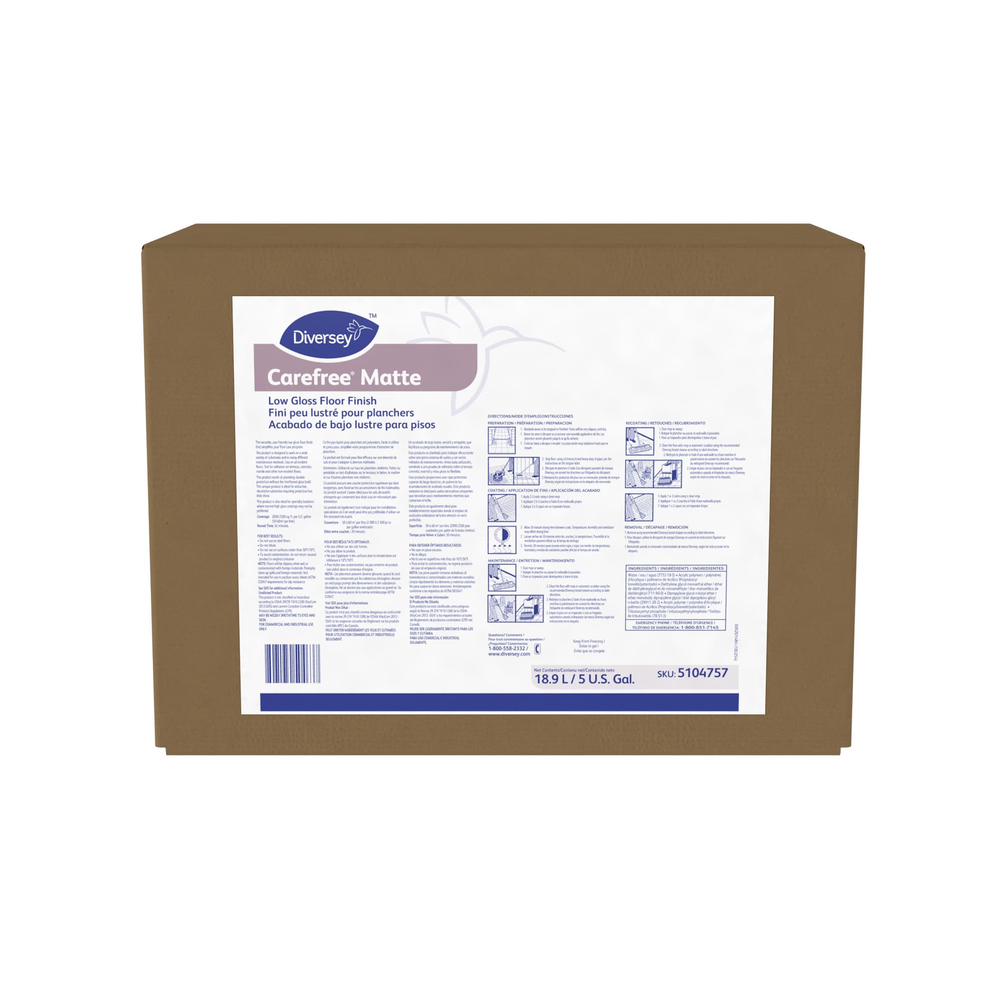 Carefree® Floor Finish 5 GAL RTU Ammonia Matte 1/Case