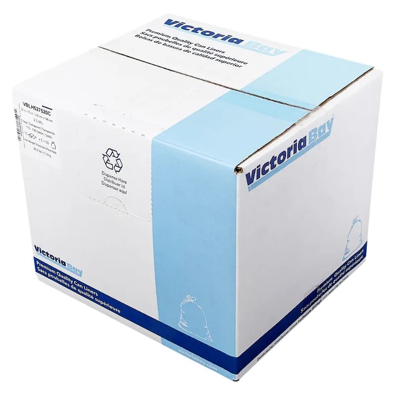 Victoria Bay Can Liner 52X75 IN 90-100 GAL Clear 2MIL 5 Count/Roll 10 Rolls/Case