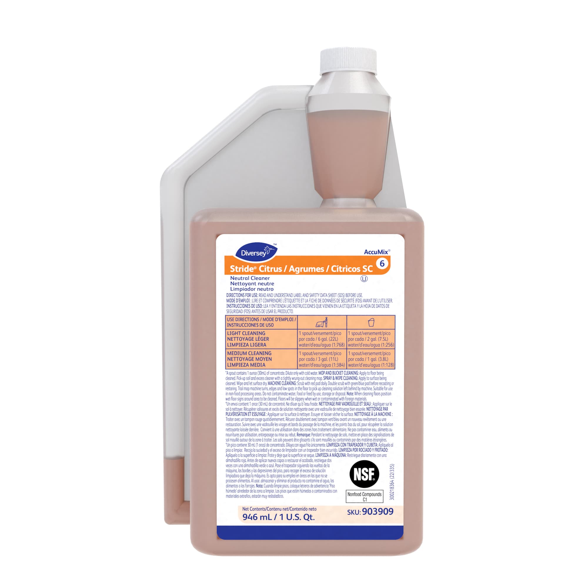 Stride Citrus Scent All Purpose Cleaner 32 FLOZ Neutral Liquid Concentrate Kosher 6/Case