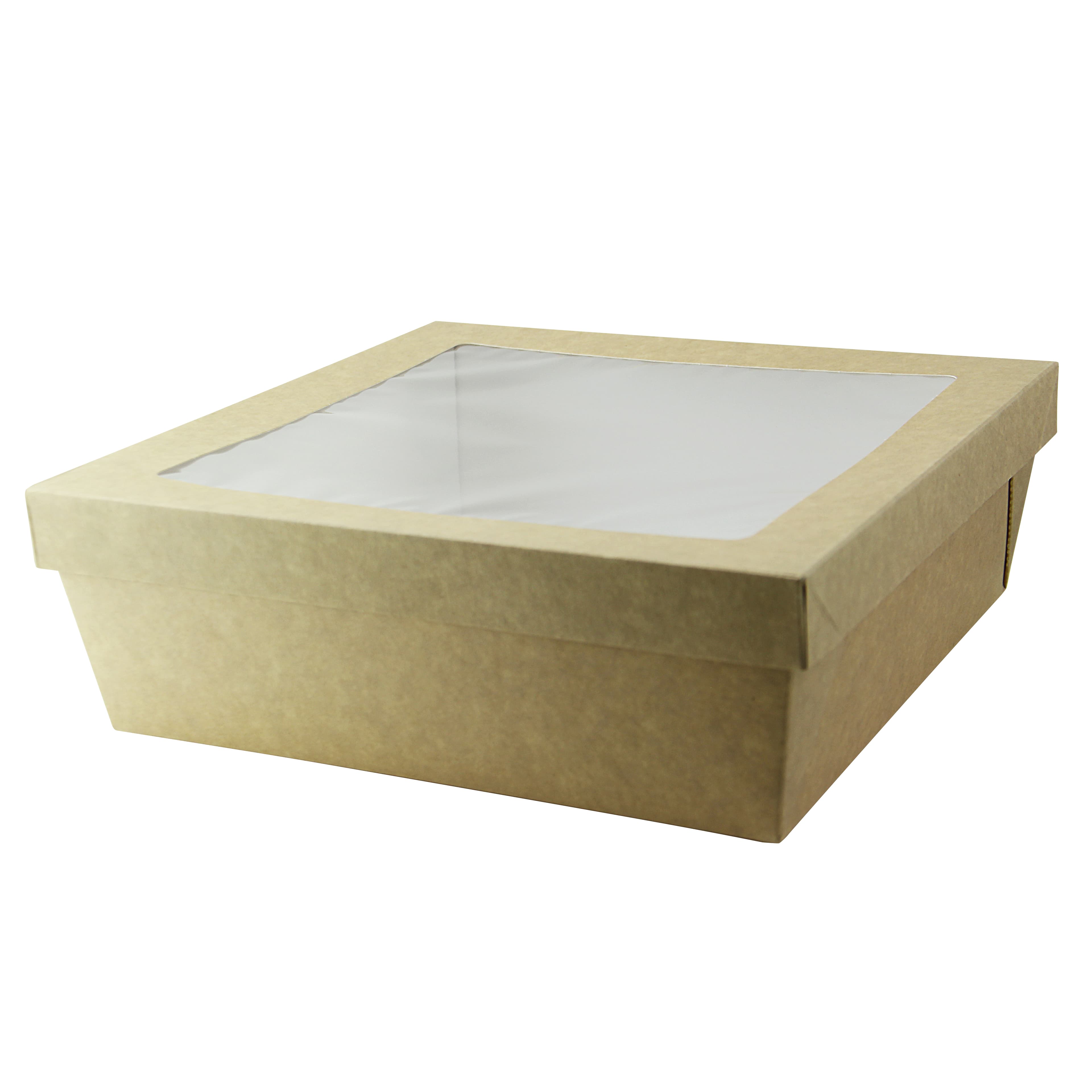 Take-Out Box Base & Lid Combo 8.7X8.7X3.2 IN Corrugated Paperboard Kraft 25 Count/Pack 4 Packs/Case 100 Count/Case
