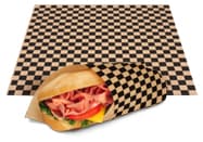 Bagcraft® Sheet 12X12 IN Wax Coated Paper Black Kraft Check Grease Resistant 2000/Case