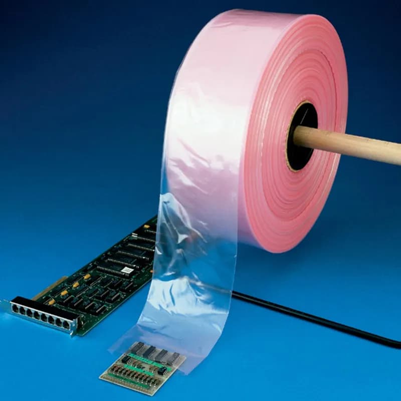 Poly Tube 4IN X1075FT Pink LDPE 4MIL Anti-Static 1/Roll