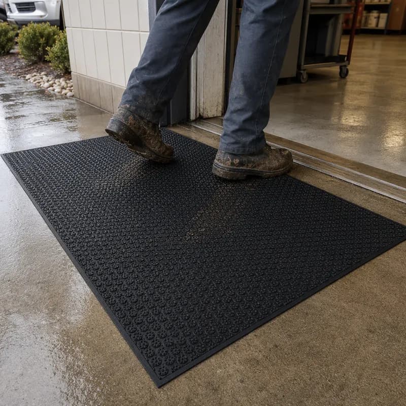 SafetyScrape™ Scraper & Wiper Floor Mat 48X72 IN Black Nitrile Rubber With Smooth Backing 1/Each