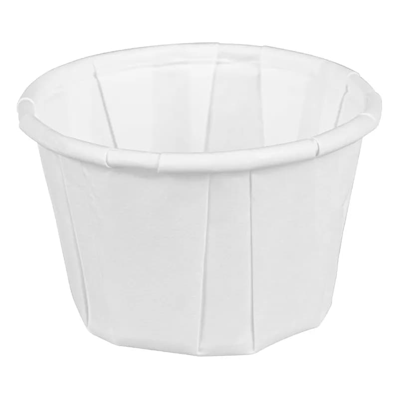 Victoria Bay Souffle & Portion Cup 1 OZ Paper White Pleated 250 Count/Pack 20 Packs/Case 5000 Count/Case