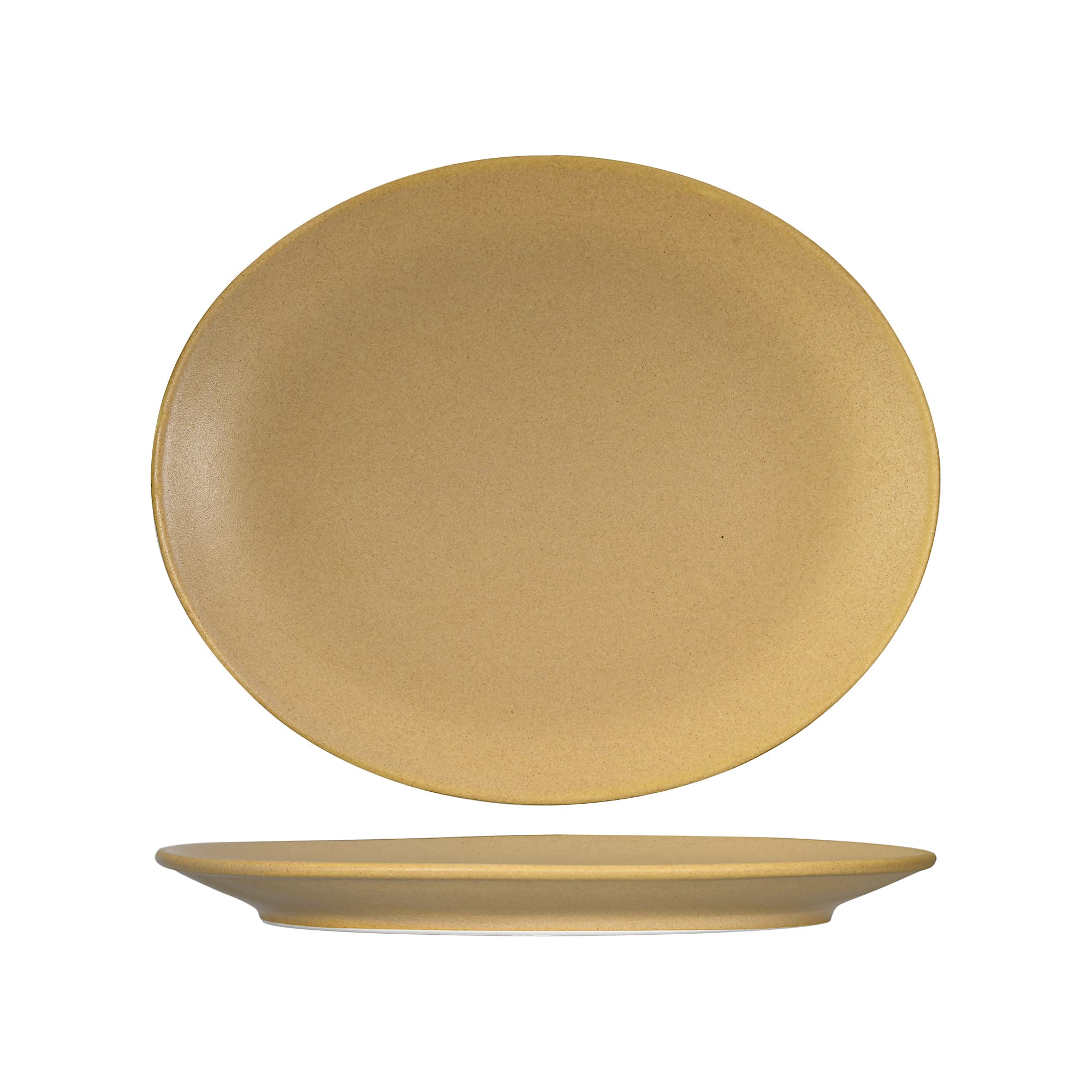 TuxTrendz Zion Platter 11.5 IN China Matte Beige Oval Fully Vitrified 12/Case