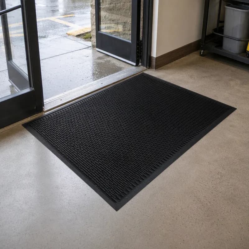 SuperScrape™ Scraper & Wiper Floor Mat 48X72 IN Black Nitrile Rubber With Smooth Backing Square Corner 1/Each