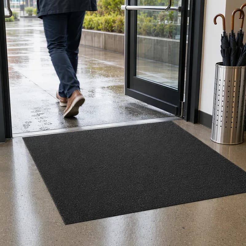 Sure Stride Floor Mat 36IN X30FT Black Solution-Dyed Polypropylene With Adhesive Backing No Edging Edging 1/Each