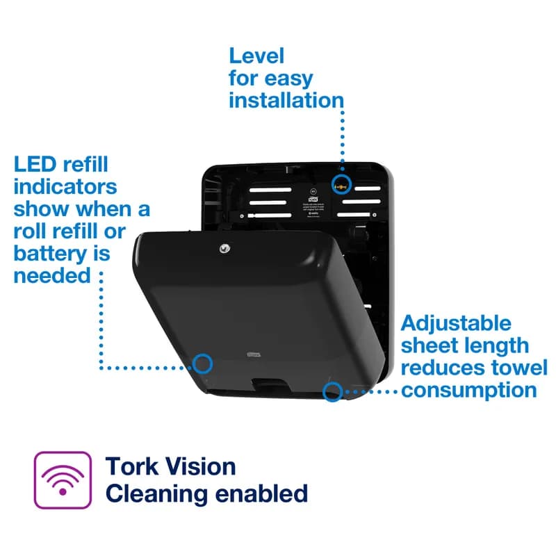 Tork Matic® H1 Paper Towel Dispenser Plastic Wall Mount Black Hard Roll Electronic Touchless Intuition Sensor 1/Each
