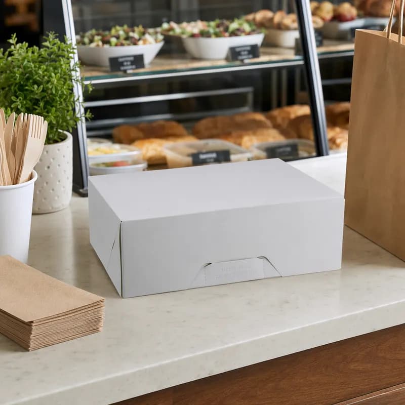 Snack Pak Take-Out Box 9.25X7.375X3.125 IN White 6 Corner Tamper-Evident 150/Case