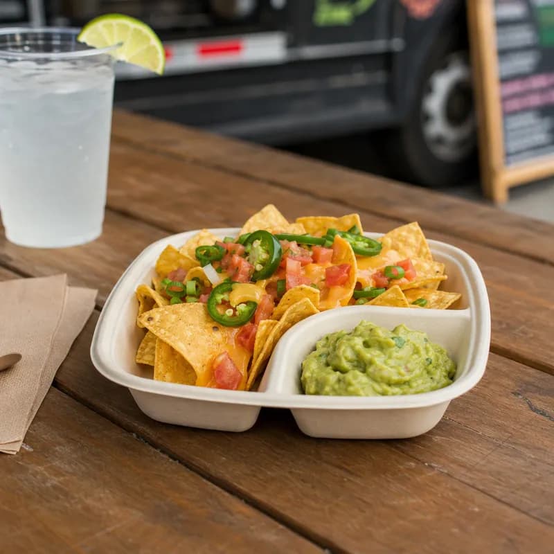 Nacho Take-Out Tray 7X5X1.5 IN 2 Compartment Pulp Fiber 600/Case