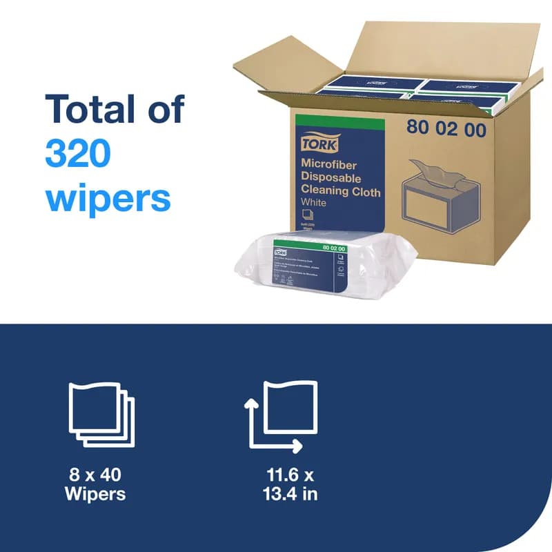 Tork Cleaning Cloth 13.4X11.6 IN 6X7 IN 1 Microfiber White 1/4 Fold Refill 480/Case