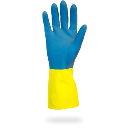 Safety Zone® Gloves XL 12 IN Blue Yellow 22MIL Neoprene Latex Flock Lined Diamond Grip 12 Count/Pack 10 Packs/Case