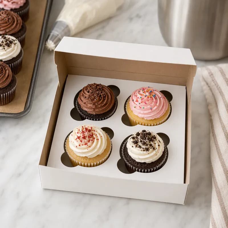 Cupcake Insert Jumbo 7.9375X7.9375X0.625 IN 4 Compartment Cardboard White Kraft 100/Case