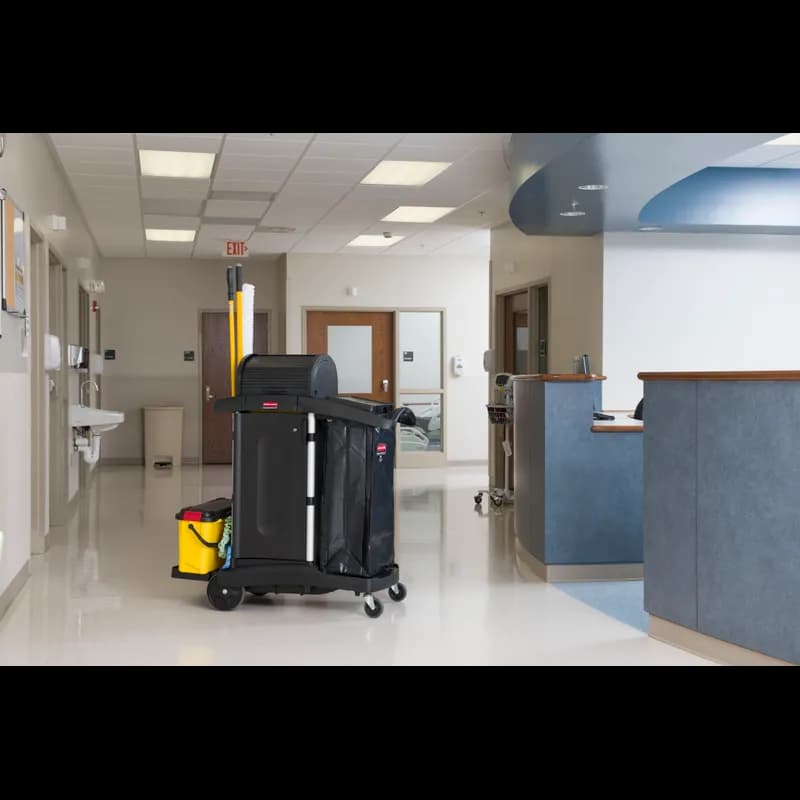 Executive Series™ Janitorial Cleaning Cart 48.25X22X53.5 IN Black Plastic Executive High Security 1/Case
