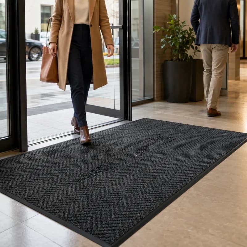 WaterHog® Max Roll Goods Wiper Floor Mat 52X100 IN Black Smoke PET With Beveled Edging 1/Each