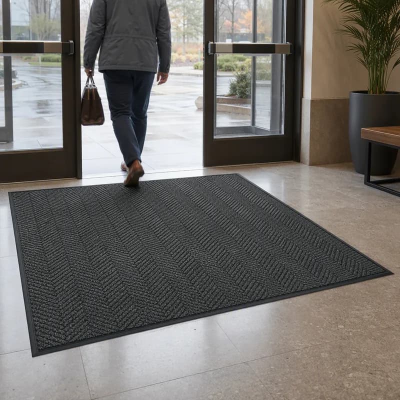 WaterHog® Max Roll Goods Wiper Floor Mat 60X60 IN Black Smoke PET With Edging 1/Each