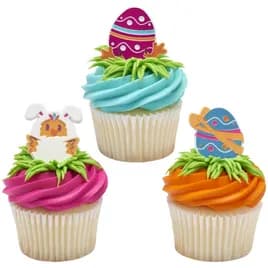 Cake & Cupcake Topper Ring Pink Foil Egg-Cited for Easter 144/Bag