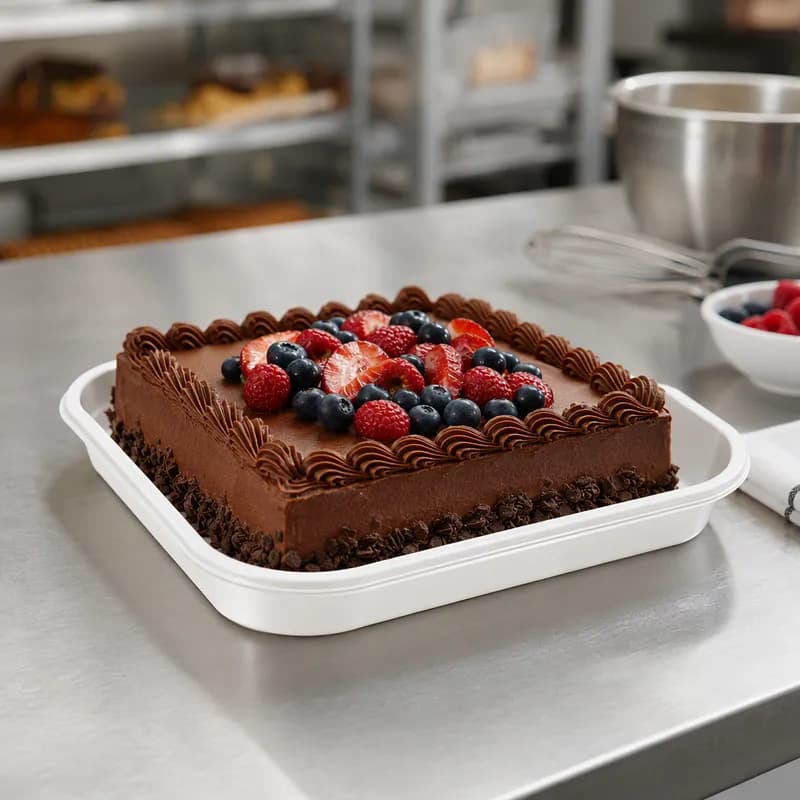 Cake Tray 33 OZ 8X8X1.25 IN CPET White Square 250/Case