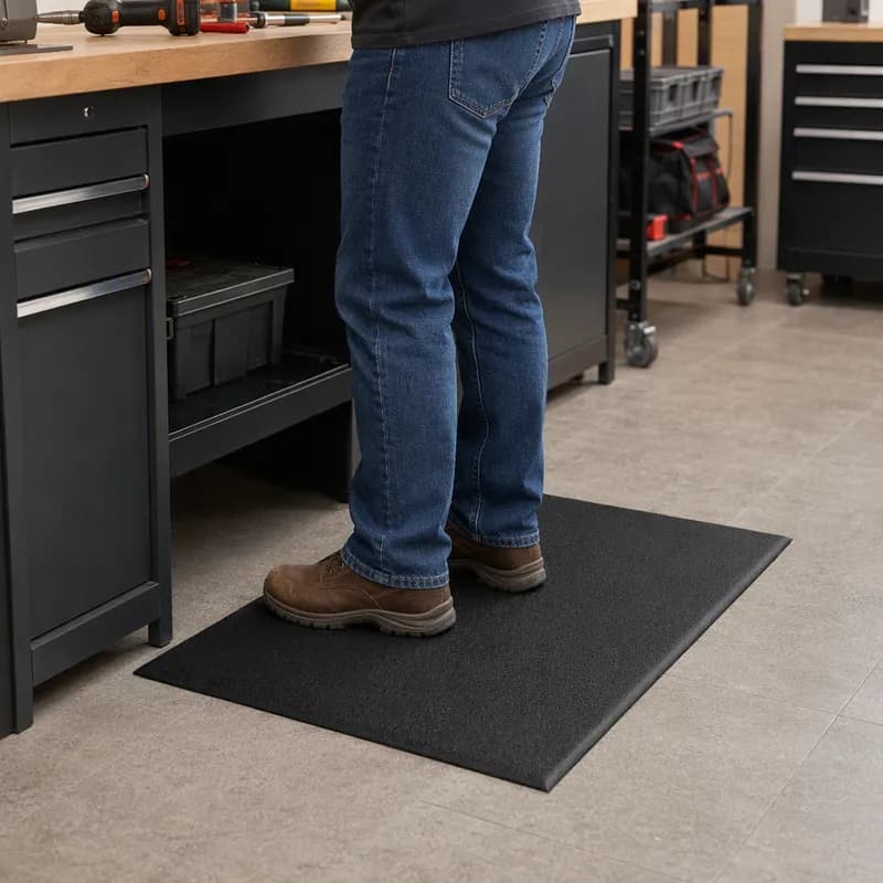 Tuff-Spun Foot Lover Anti-Fatigue Floor Mat 24X36X0.38 IN Black Polyvinyl Chloride (PVC) Foam 1/Each