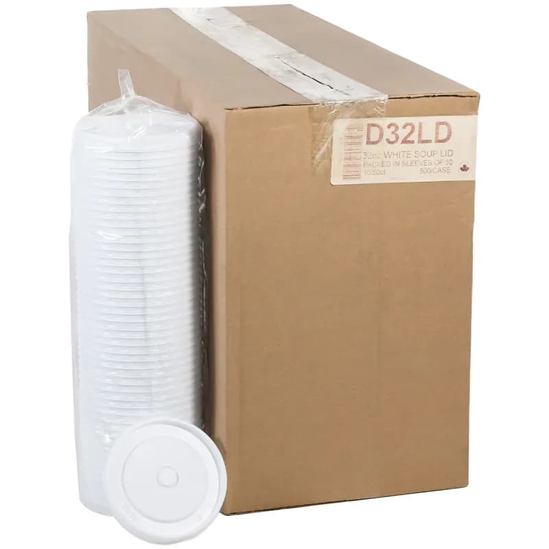 Lid 3.1X0.7 IN HIPS White Round For 32 OZ Soup Container 500/Case