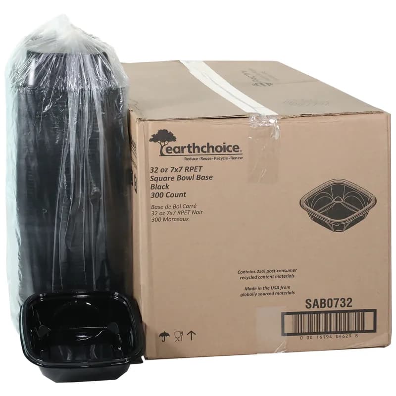 Bowl 32 OZ RPET Black Square 300/Case