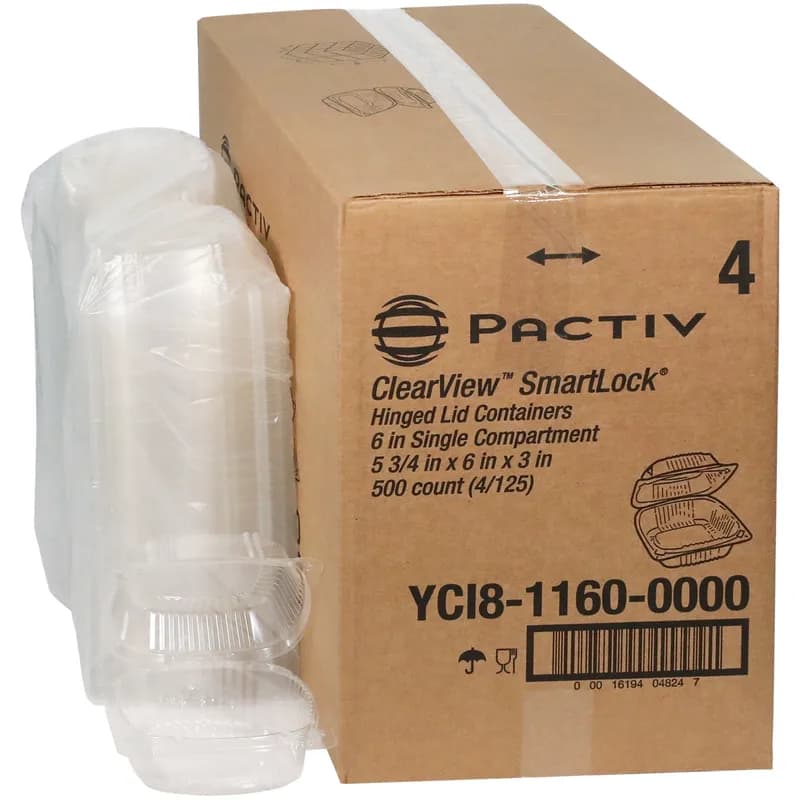 Take-Out Container Hinged 5.8X6X3 IN OPS Clear Square 500/Case