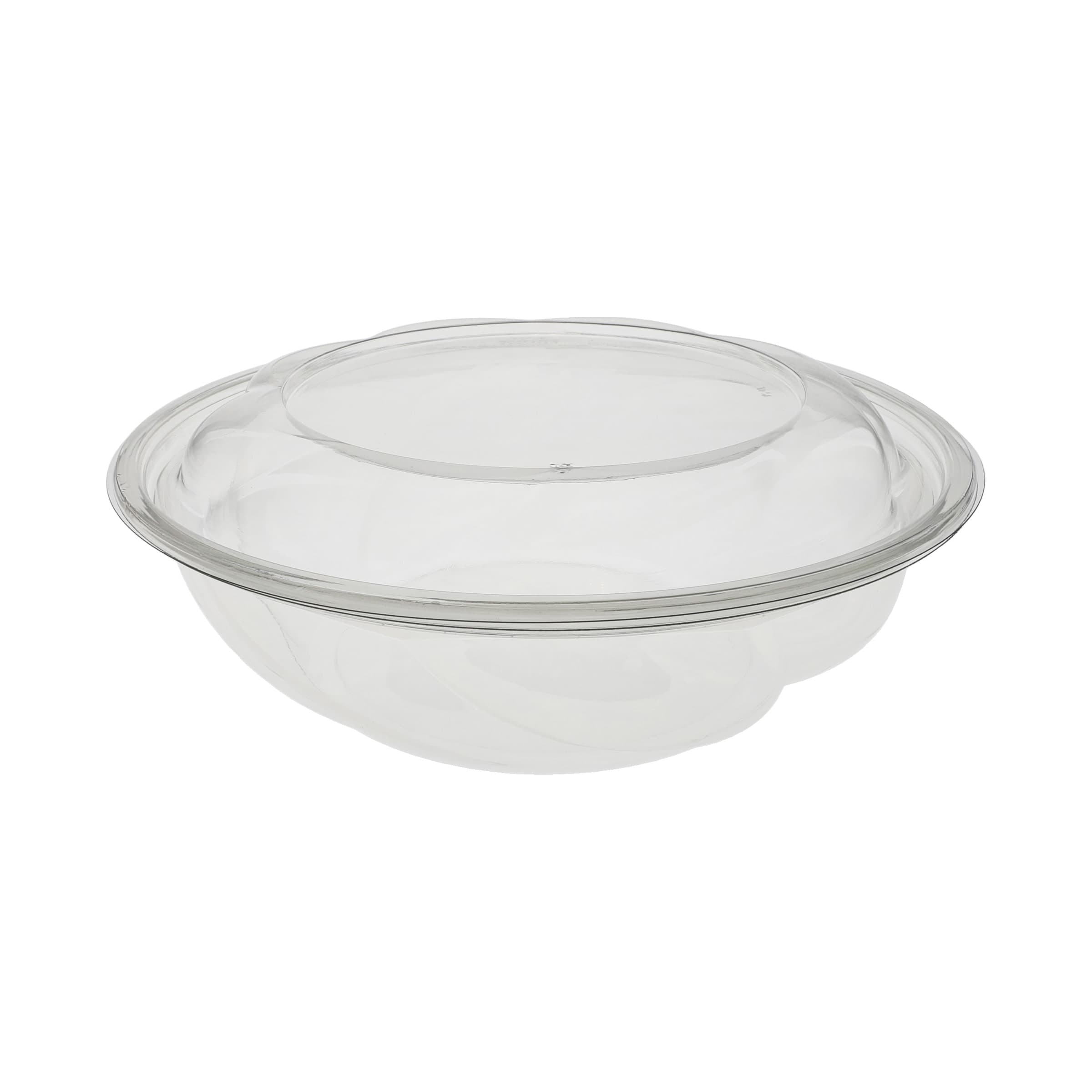 Bowl & Lid Combo 64 OZ RPET Clear Swirl Design Round 100/Case
