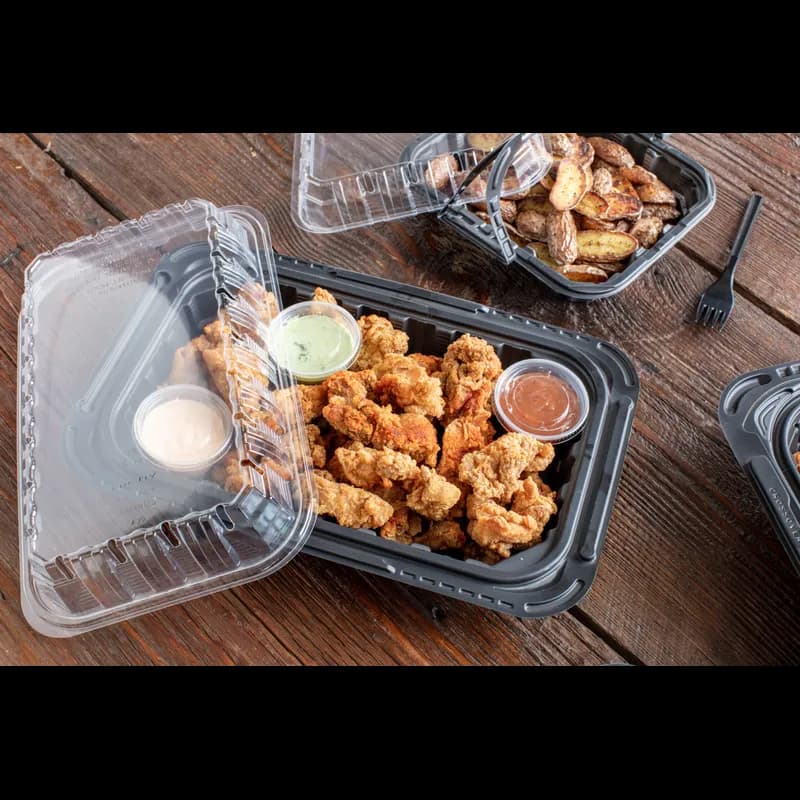 MealMaster® ClearView® Chicken Barn & Lunch Box 8 Piece 13.3X8.4X4 IN MFPP OPS Black Clear 105/Case